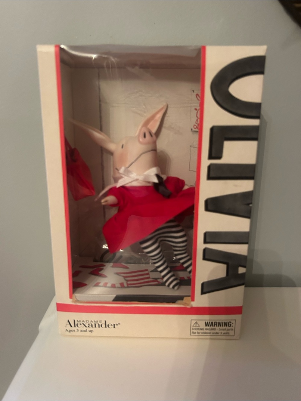 Madame Alexander Pig Doll in Red Dress with Striped Tights